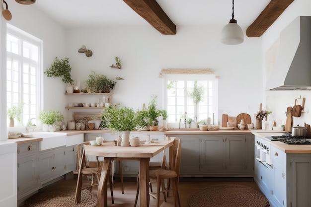 Interieur Franse keuken in een rustiek chique landhuis