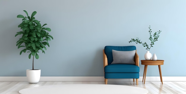 Interieur huisontwerp Minimalistische woonkamerdecoratie Blauwgroene kleur