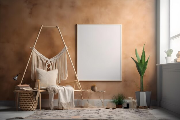 interieur in boho-stijl met framemodel