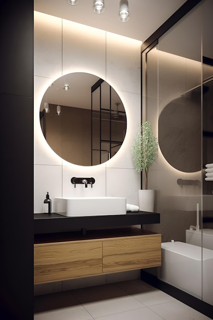 Interieur in klassieke stijl van badkamer in luxe huis AI gegenereerd