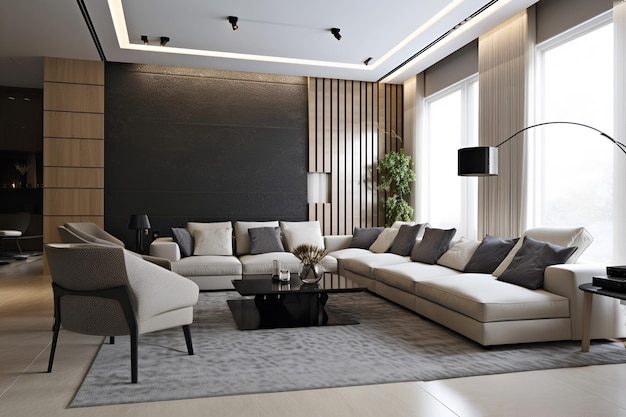 Interieur in klassieke stijl van woonkamer in luxe huis AI gegenereerd