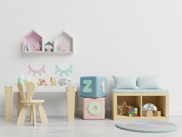 Interieur, kinderkamer, muur leeg frame, kinderkamer.