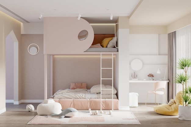 Interieur kinderkamer muur mockup