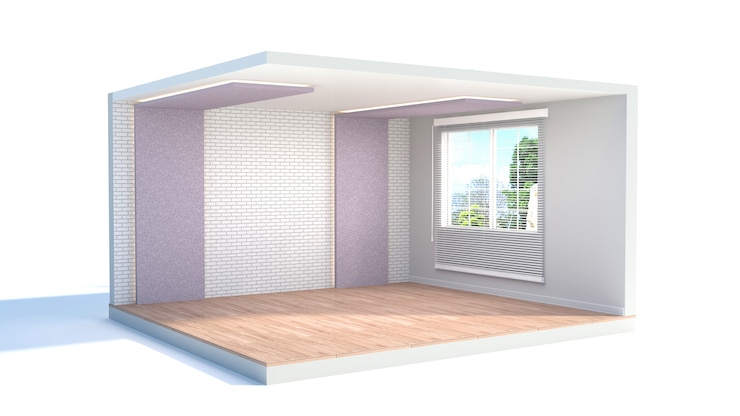 Foto interieur met groot raam. leeg interieur