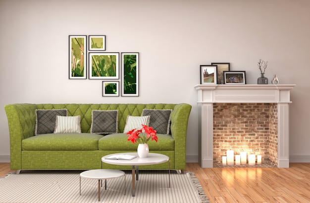 Interieur met sofa gemaakt illustratie