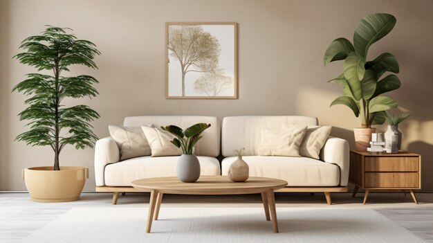 interieur met sofa plant koffietafel