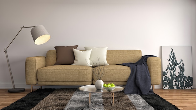 Interieur met sofa.