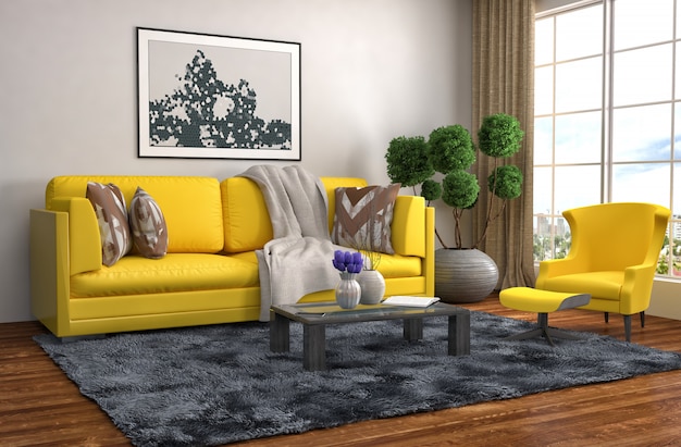 Interieur met sofa.