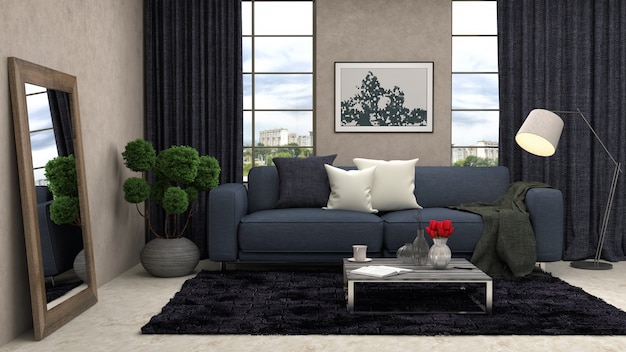 Interieur met sofa.