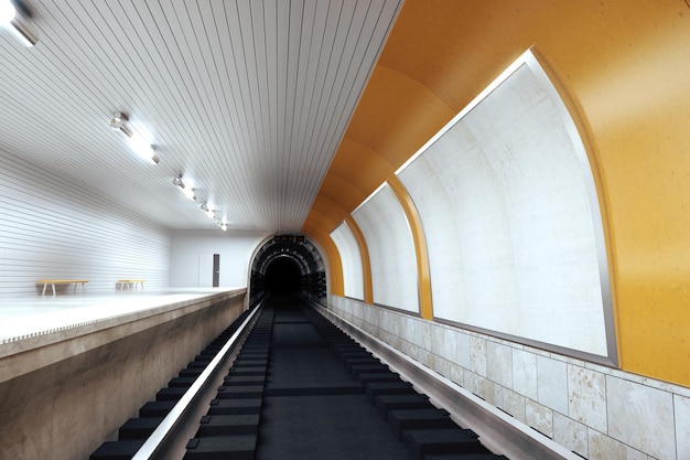 Interieur metrostation met lege billboards mock up