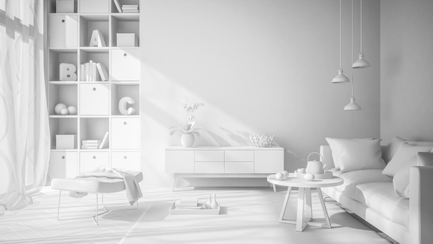 Interieur modern design kamer 3D illustratie