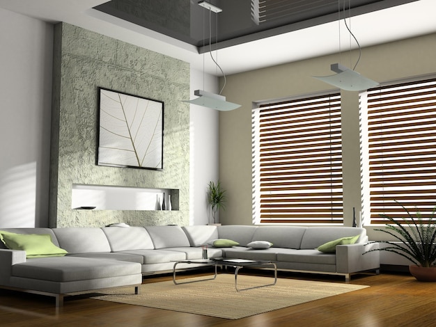 Interieur modieuze woonkamer 3D-rendering