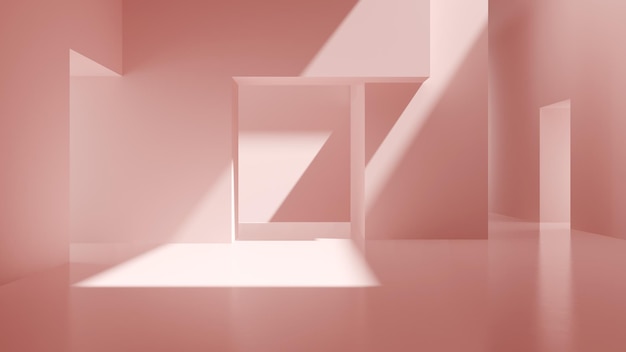 Interieur roze abstracte lege ruimte 3D-rendering