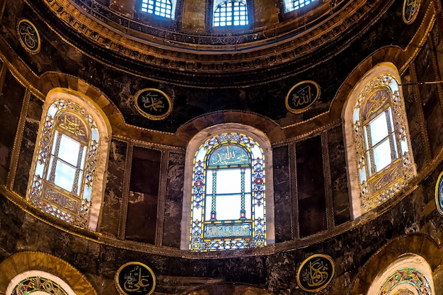 Interieur van de Hagia Sophia Moskee nu Moseum Ayasofya interieur in Istanbul, Turkije