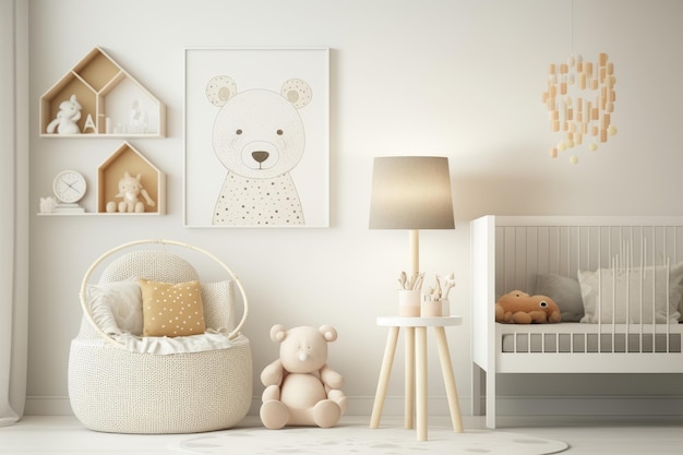 Interieur van de kinderkamer slaapplaats illustratie Bespotten muur