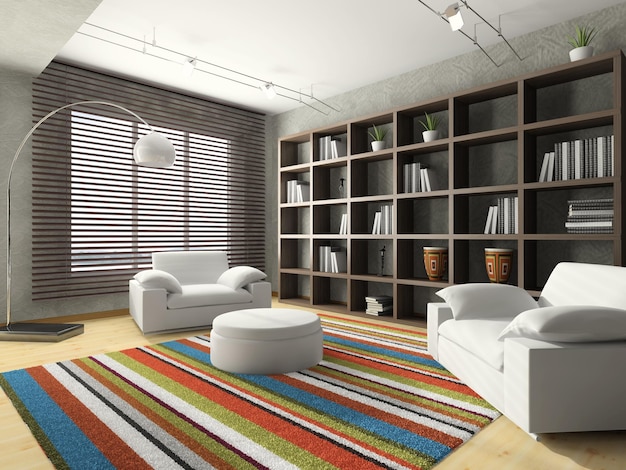 Interieur van de salon 3D-rendering