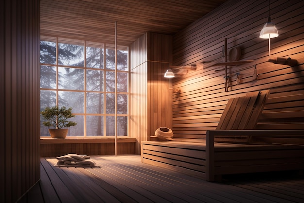 Interieur van de sauna