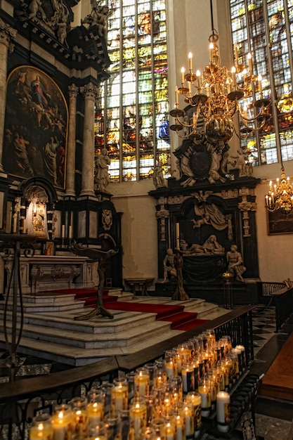 Interieur van de Sint-Michiels- en Sint-Goedelekathedraal, Brussel, België