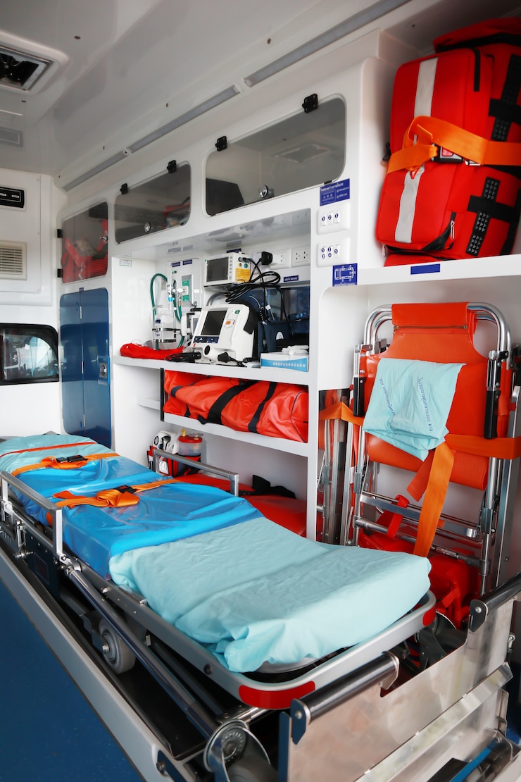 Interieur van een ambulance.