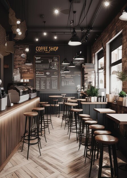 Foto interieur van een coffeeshop