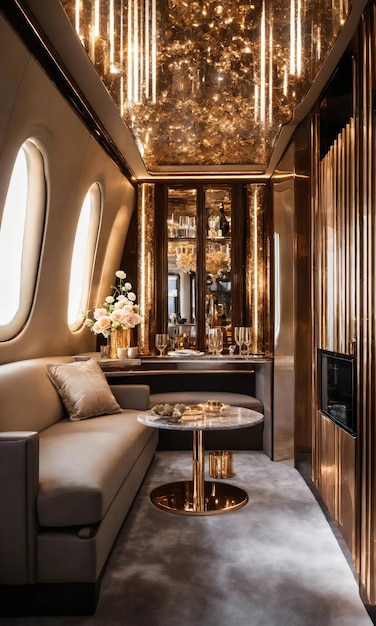 Foto interieur van een luxe zakenvliegtuig