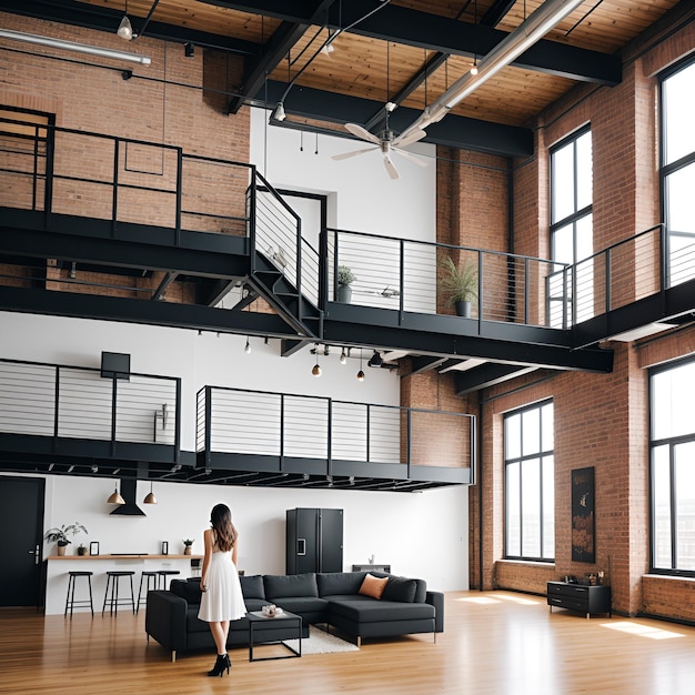 Interieur van een modern loft Residentieel ontwerp