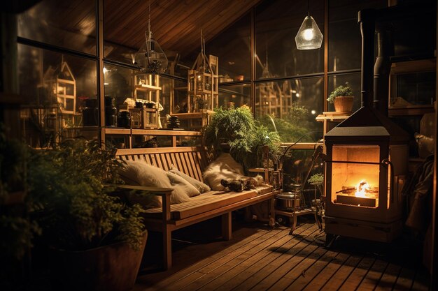 Foto interieur van een mooie houten sauna in een huisje