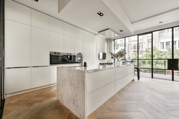 Foto interieur van een prachtige keuken van een elite huis