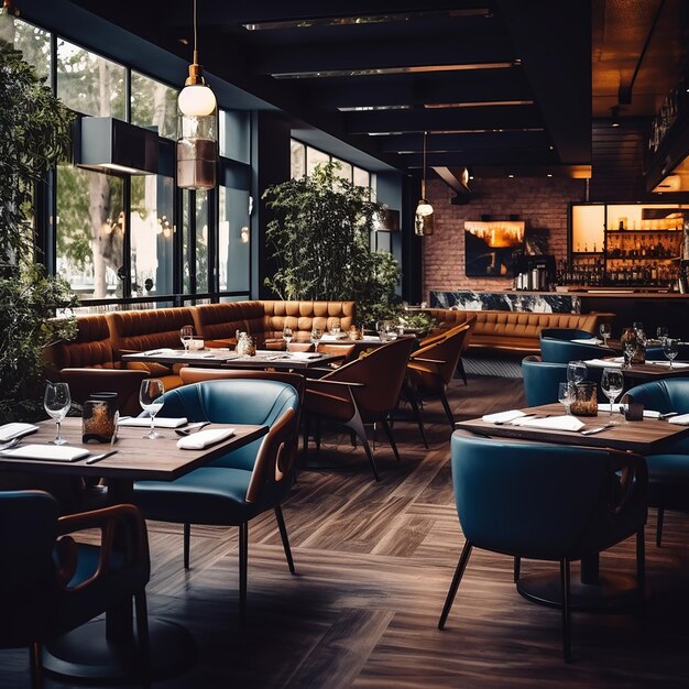 Foto interieur van een stijlvol restaurant