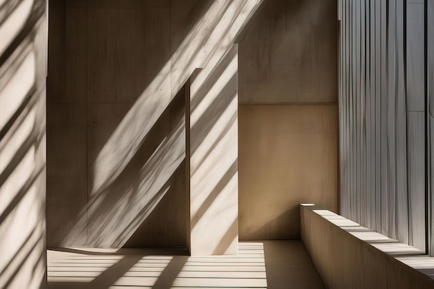 interieur van modern gebouw met houten muren betonnen vloer en zonlicht