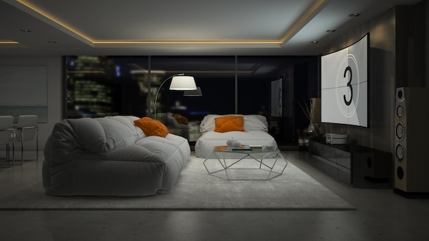 Interieur van moderne design kamer 3D-rendering