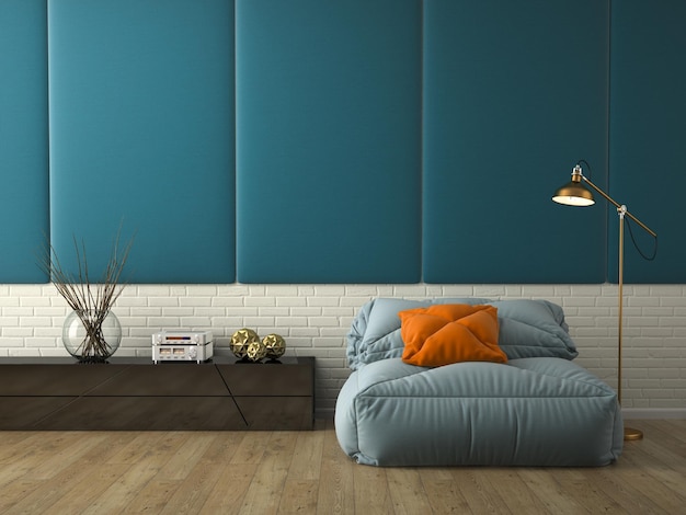 Interieur van moderne design kamer 3D-rendering