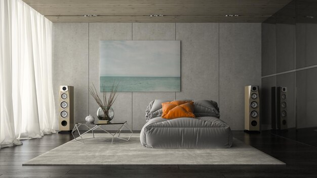 Interieur van moderne design kamer 3D-rendering