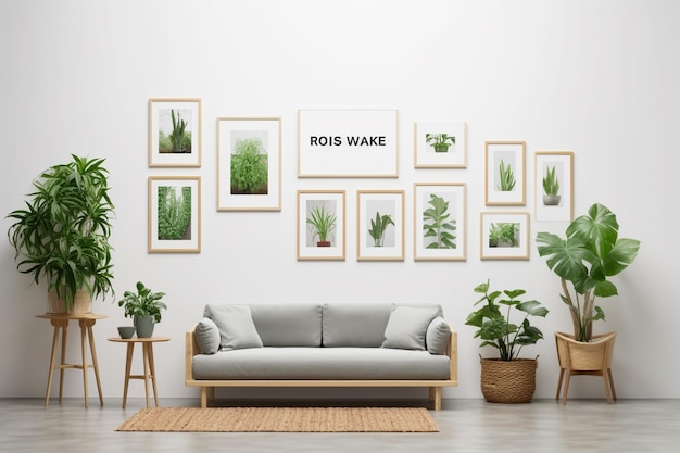 Interieur van moderne woonkamer met mock up posters 3D-rendering