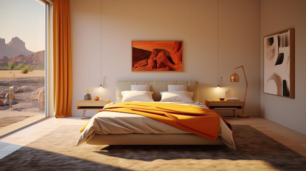 Interieur van prachtige moderne meester Luxe slaapkamer HD fotorealistisch mooi
