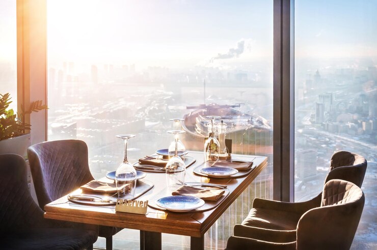 Interieur van Restaurant Moscow City Federation Tower Moskou