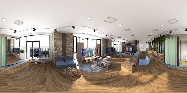 Interieur visualisatie bolvormig panorama 3D illustratie cg render