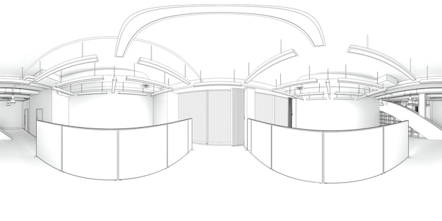 interieur visualisatie bolvormig panorama 3D illustratie cg render