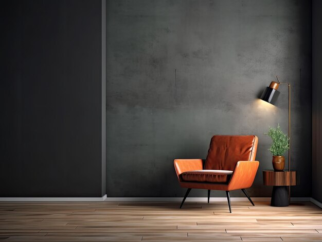 Interieur woonkamer met stoel en decoraties Scandinavisch ontwerp Generatieve AI