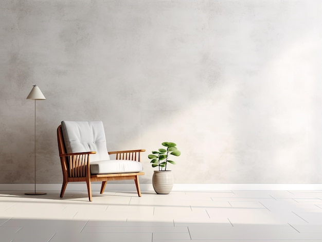 Interieur woonkamer met stoel en decoraties Scandinavisch ontwerp Generatieve AI