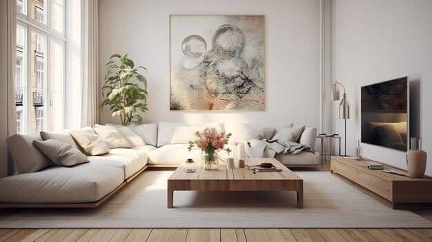 interieurontwerp modern appartement woonkamer met houten vloer
