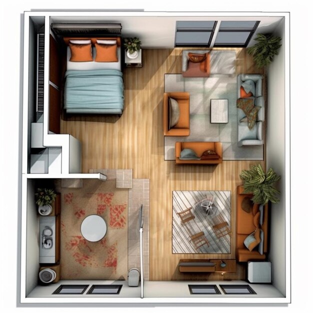 Interieurontwerp modern concept meubels met lay-out