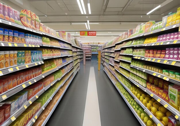 Foto interieurontwerp van de planken van supermarkten