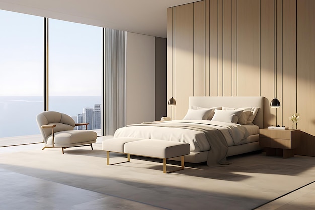 Interieurontwerp van de slaapkamer 3D-rendering