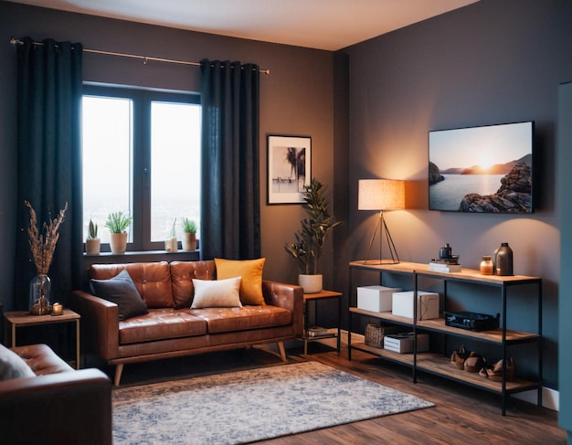 Interieurontwerp van de woonkamer voor een luxe appartement