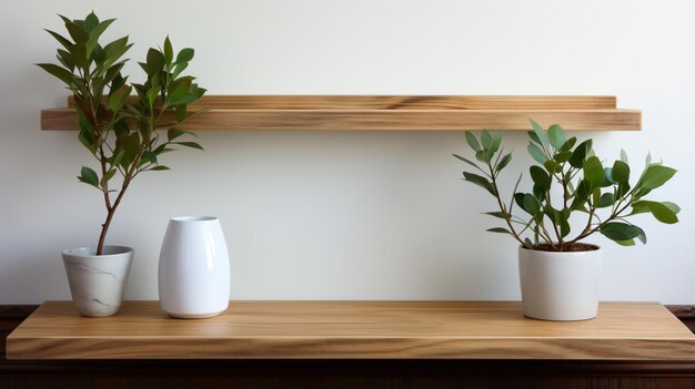 Foto interieurontwerp van een moderne woonkamer met een witte muur en huisdecoratie