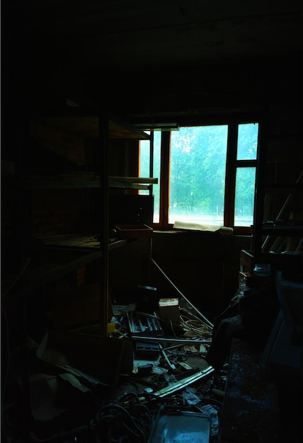 Interior of abadoned industrial room background