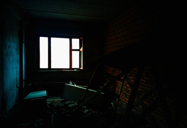 Interior of abadoned industrial room background