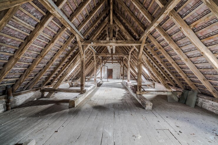 Photo interior of abandoned attic