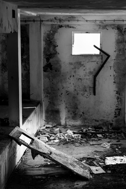 Interior of abandoned building on the top of Monte Grappa, Italy